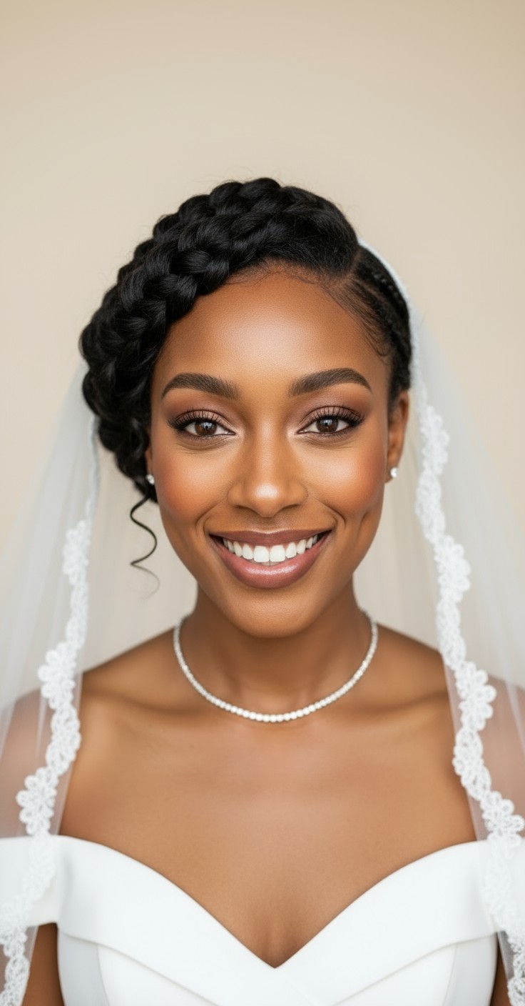 After Side Swept Wedding Hair With Veil